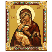 Load image into Gallery viewer, Virgin of Vladimir Gold Foil Mini Wooden Icon
