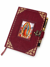 Load image into Gallery viewer, Our Lady of Guadalupe Catholic Journal with Pen PU Leather Virgin Mary Religious Gift - 8 7/8"x5 8/8"
