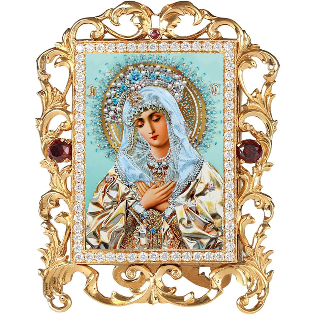 Orthodox Icon Virgin Mary Extreme Humility Jeweled Frame