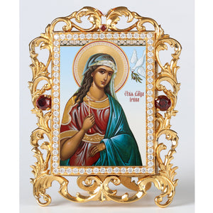 Orthodox Icon Saint Irina Jeweled Frame