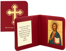 Load image into Gallery viewer, Travel Prayer Book - Traveling Faith: Christ Icon with Prayer in Leatherette Wallet Case
