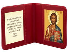 Load image into Gallery viewer, Travel Prayer Book - Traveling Faith: Christ Icon with Prayer in Leatherette Wallet Case
