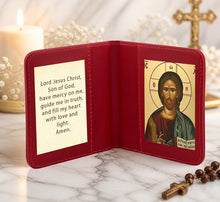 Load image into Gallery viewer, Traveling Icon Diptych - Book - Christ The Teacher &amp; Prayer - Traveling Faith - Greek Byzantine Icon Gold Foiled - Leatherette Case - Pocket Size
