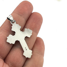 Load image into Gallery viewer, Sterling Silver 925 Cross Pendant 1 3/8"x3/4" Cross Stamped  Sterling Silver 925, Catholic, Orthodox Christian - COMES IN TAPESTRY POUCH
