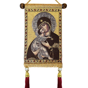 Virgin of Vladimir & Christ Tapestry Icon Set