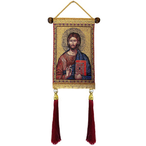 Virgin of Vladimir & Christ Tapestry Icon Set