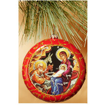 Load image into Gallery viewer, Traditional Byzantine Icon of the Nativity Ornament  4 3/4 Inch Various Colors Available
