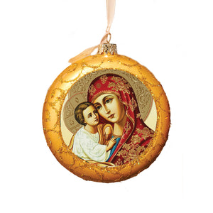 Traditional Byzantine Icon of the Virgin Mary Ornament  4 3/4 Inch