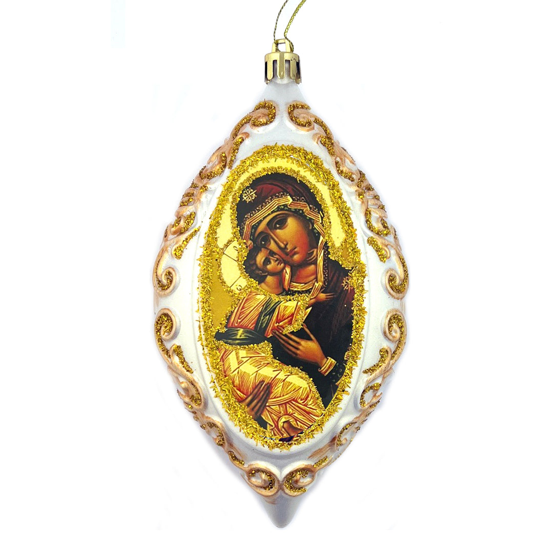 Christmas Ornament Decoration Virgin of Vladimir  6 1/2 Inch Non-Breakable