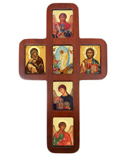 Load image into Gallery viewer, Resurrection of Christ Icon Cross Wall Hanging 14 Inch - Oak Wood -
