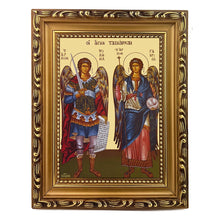 Load image into Gallery viewer, SYNAXIS OF THE HOLY ARCHANGELS MICHAEL AND GABRIEL, FULL BODY - Gilded - Byzantine Greek Icon
