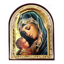 Load image into Gallery viewer, Arched Madonna and Child Icon In Blue
