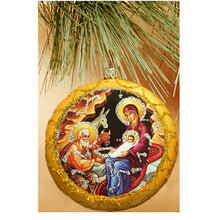 Load image into Gallery viewer, Christmas Ornament Traditional Byzantine Icon of the Nativity 4 3/4 Inch
