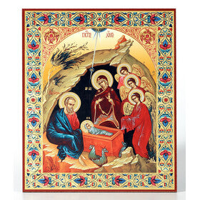Nativity of Christ Wooden Russian Icon 8 3/4