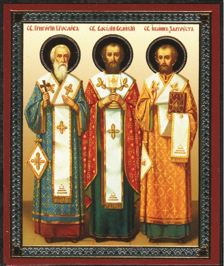 Mini Icon Holy Hierarchs Gold Foil Russian Icon 3