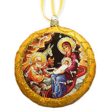 Load image into Gallery viewer, Christmas Ornament Traditional Byzantine Icon of the Nativity 4 3/4 Inch
