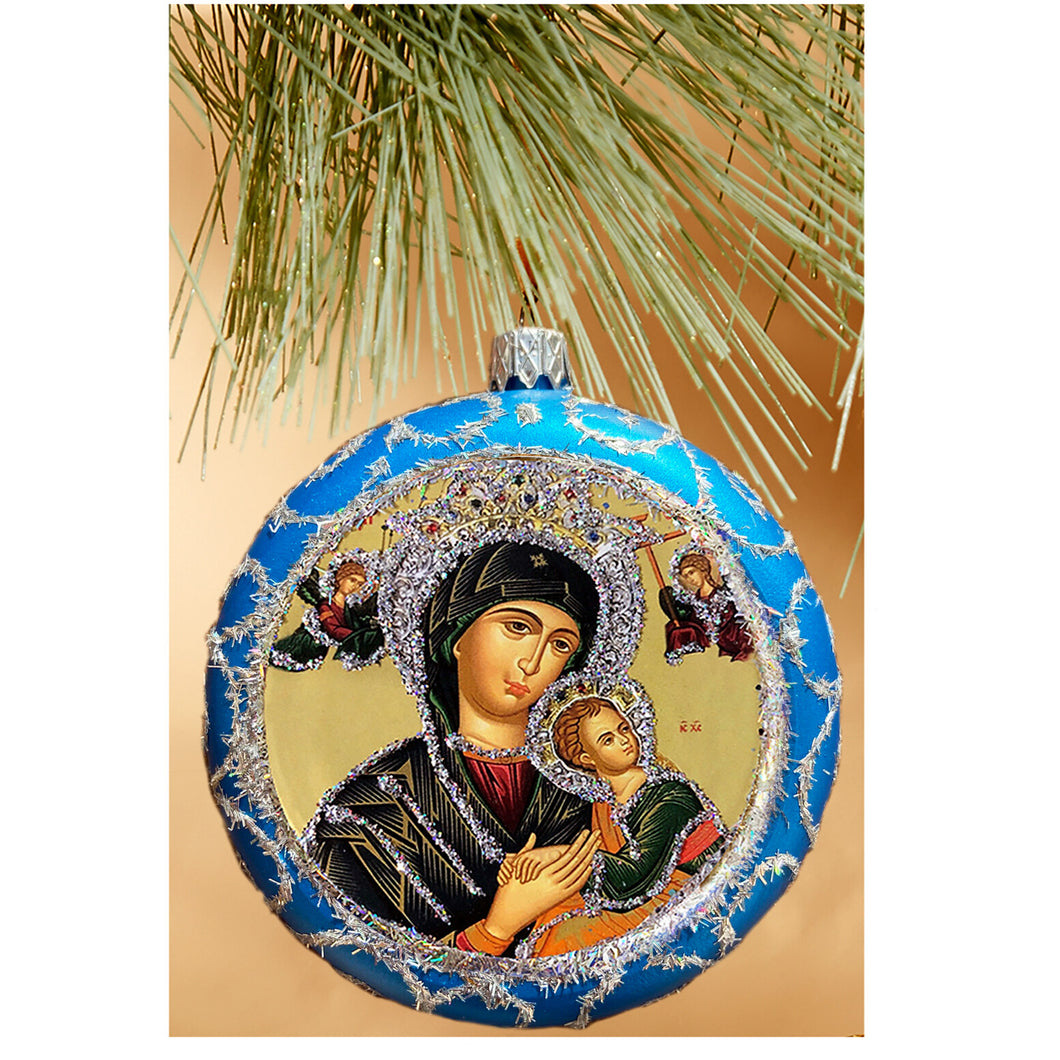 Perpetual Help Traditional Byzantine Icon Ornament 4 3/4 Inch